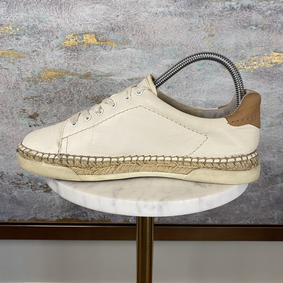 Dolce Vita Shoes Womens Size 7 Beige Leather Espadrille Lace Up Casual Sneakers - Picture 6 of 11